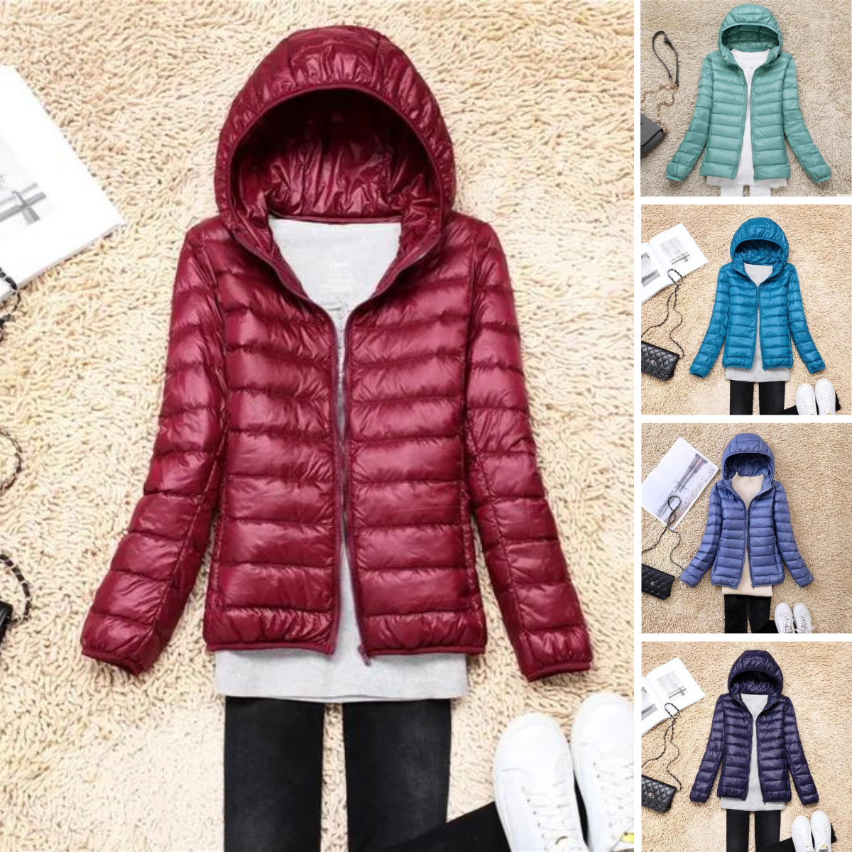 Women's Lightweight Down Coat – Packable Hooded Puffer Jacket