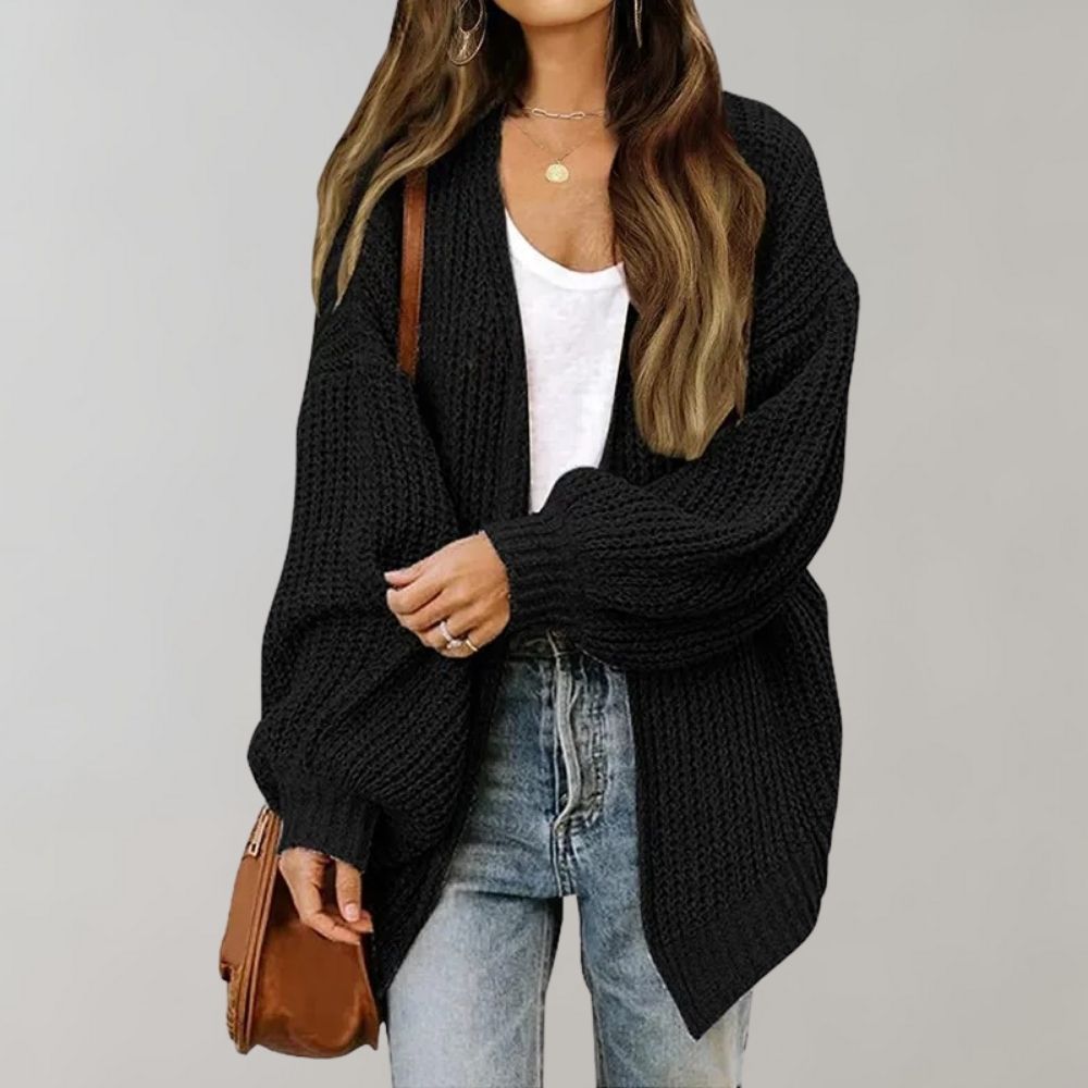 Women's Open Front Cardigan – Relaxed Long Sleeve Layering Cardigan