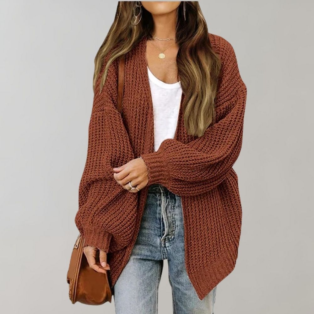 Women's Open Front Cardigan – Relaxed Long Sleeve Layering Cardigan
