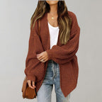 Women's Open Front Cardigan – Relaxed Long Sleeve Layering Cardigan