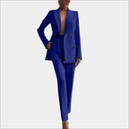 Women's Tailored Double Button Blazer Set – Office Trousers Two Piece Set