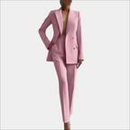 Women's Tailored Double Button Blazer Set – Office Trousers Two Piece Set
