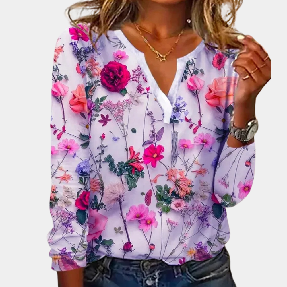 Women's Floral Print Blouse – Relaxed Everyday Floral Blouse