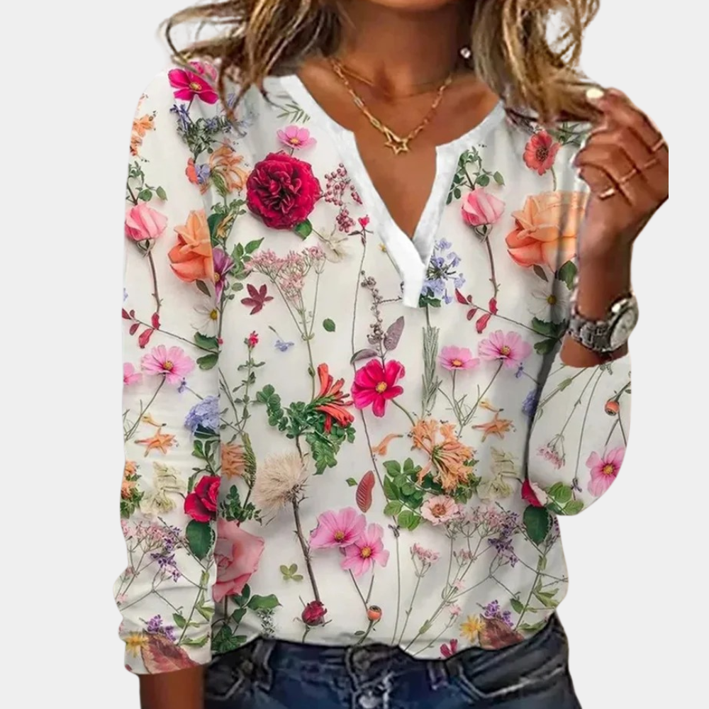 Women's Floral Print Blouse – Relaxed Everyday Floral Blouse