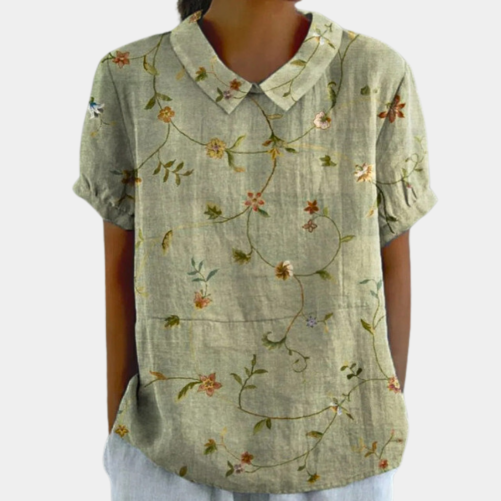 Women's Floral Casual Blouse – Round Neck Blouse