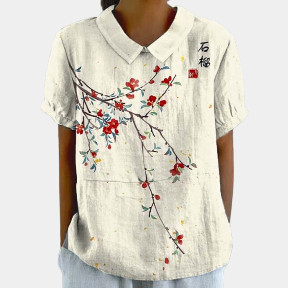 Women's Floral Casual Blouse – Round Neck Blouse