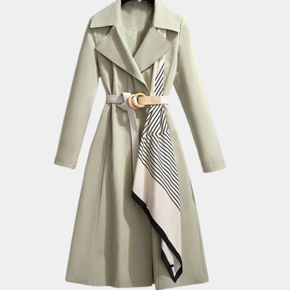 Women's Belted Trench Coat – Long Double-Breasted Lapel Coat