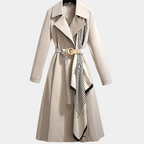 Women's Belted Trench Coat – Long Double-Breasted Lapel Coat