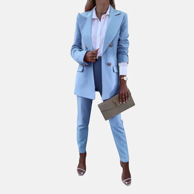 Women's Asymmetrical Two-Piece Set – Statement Top & Wide Leg Pants