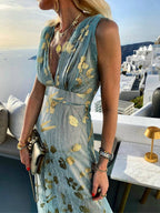 Women's Glamorous Sequin Dress – V-Neck Maxi Dress