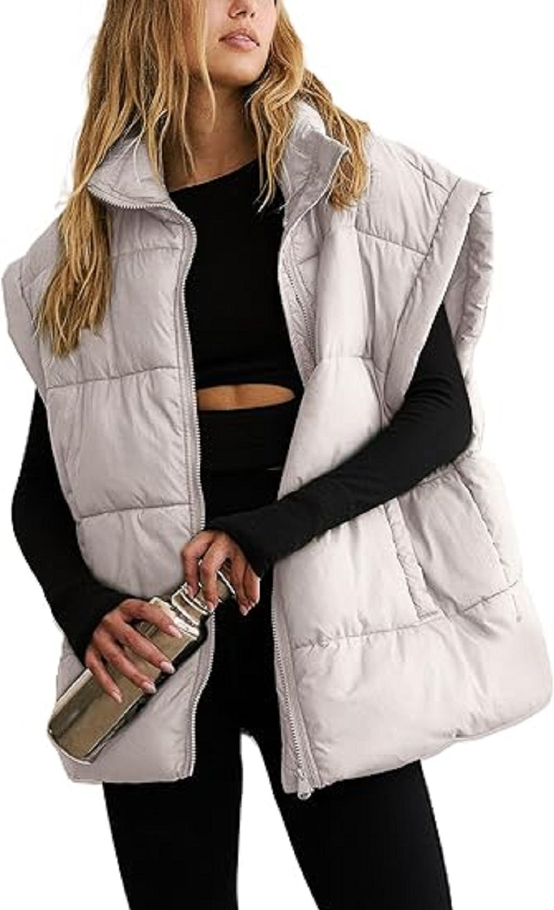 Women's Padded Vest – Sleeveless Zip-Up Pocket Gilet