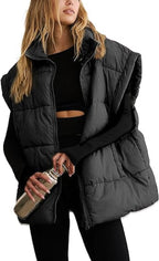 Women's Padded Vest – Sleeveless Zip-Up Pocket Gilet