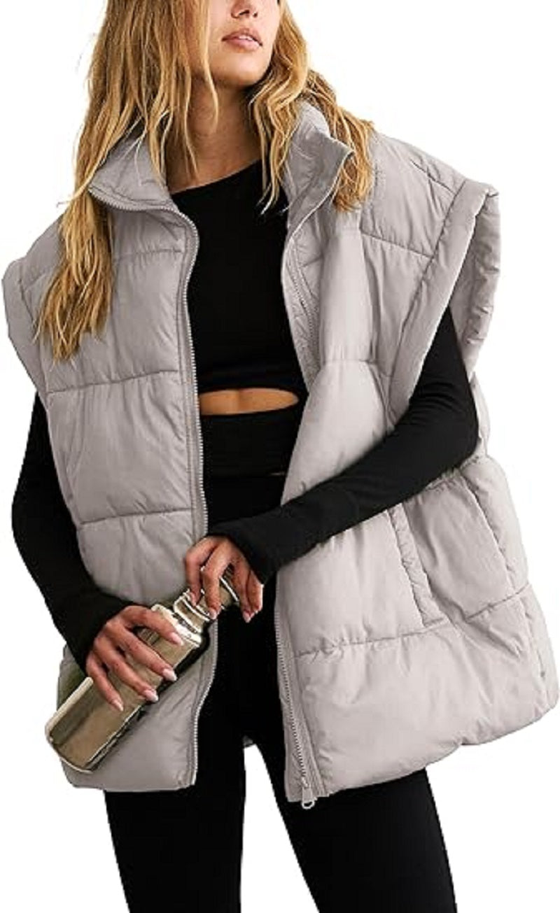 Women's Padded Vest – Sleeveless Zip-Up Pocket Gilet