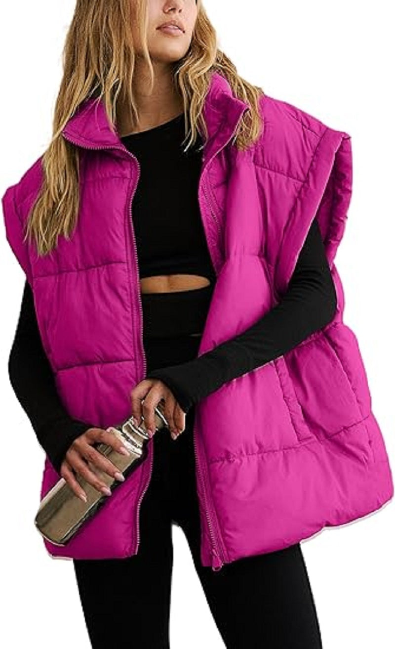Women's Padded Vest – Sleeveless Zip-Up Pocket Gilet