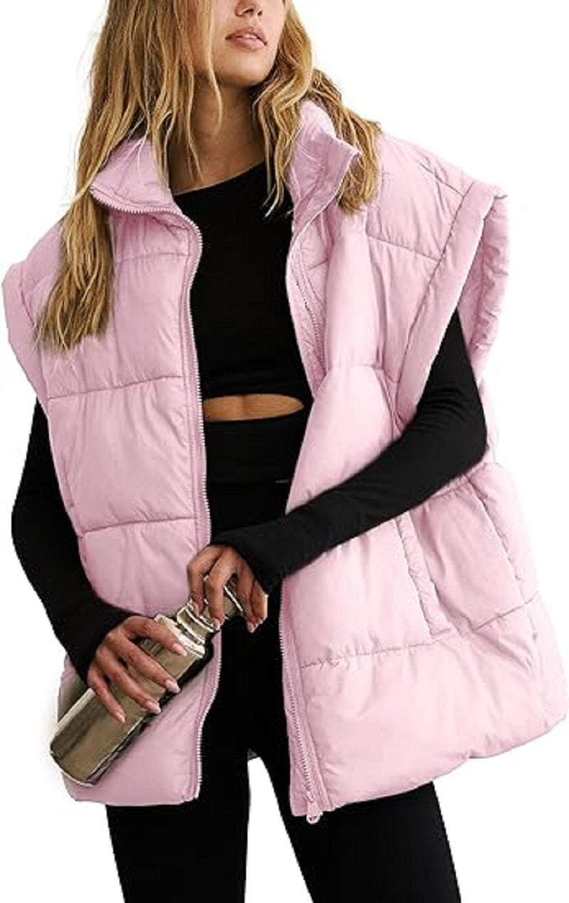 Women's Padded Vest – Sleeveless Zip-Up Pocket Gilet