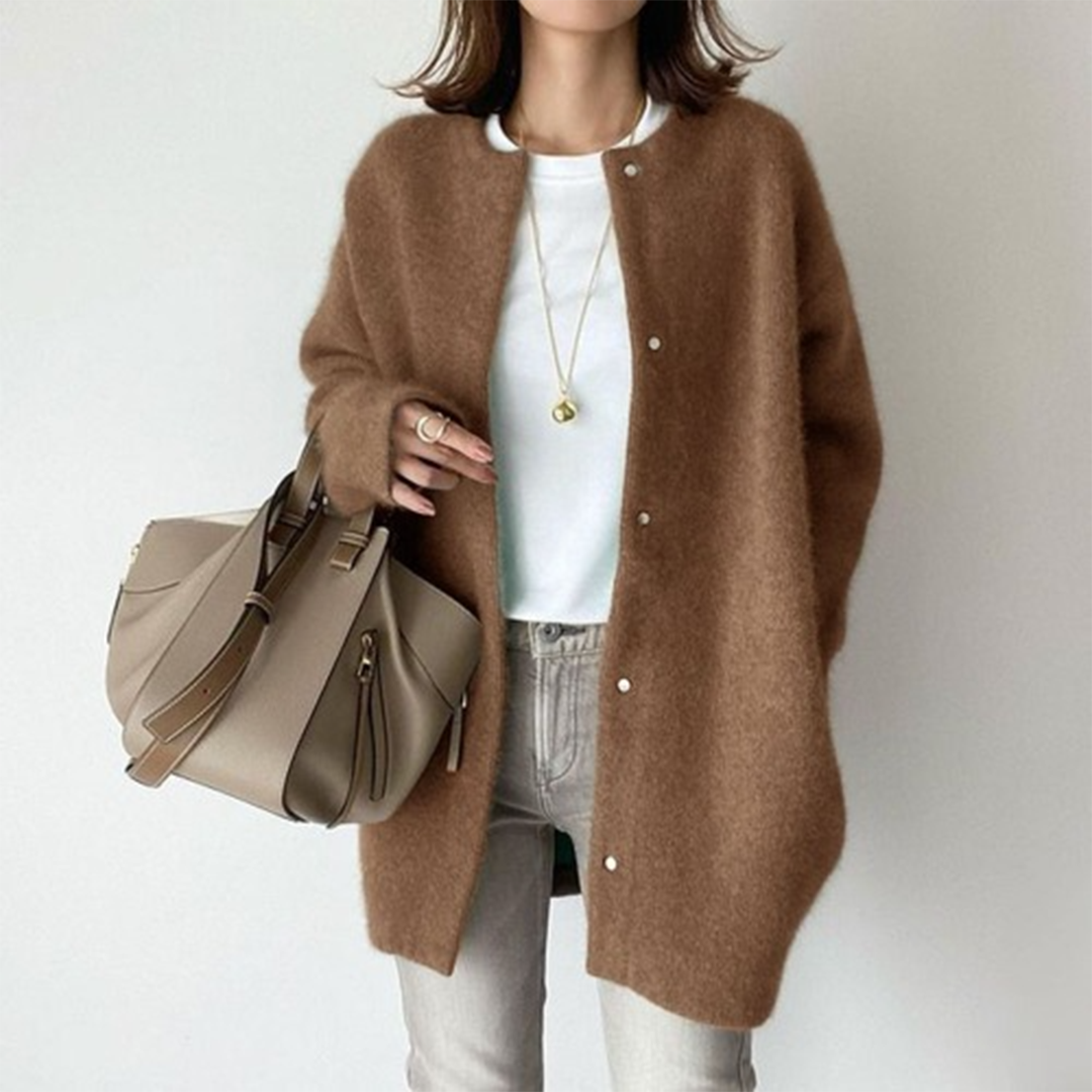 Women's Button Front Duster Cardigan – Mid-Length Knit Layer