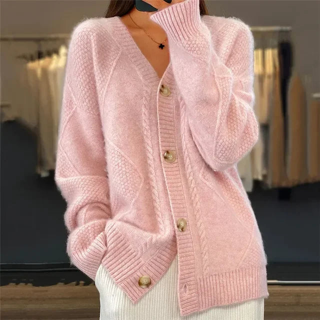 Women's Button Front Cardigan – Knit Cardigan Sweater – Lena