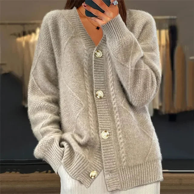 Women's Button Front Cardigan – Knit Cardigan Sweater – Lena