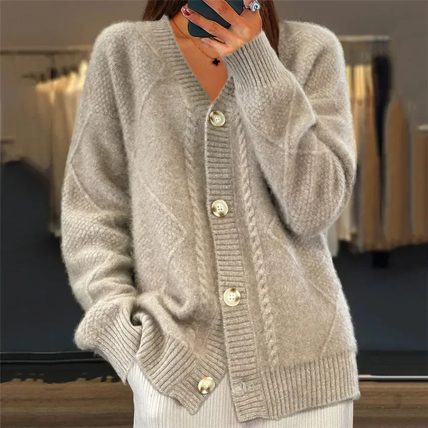 Women's Button Front Cardigan – Knit Cardigan Sweater – Lena