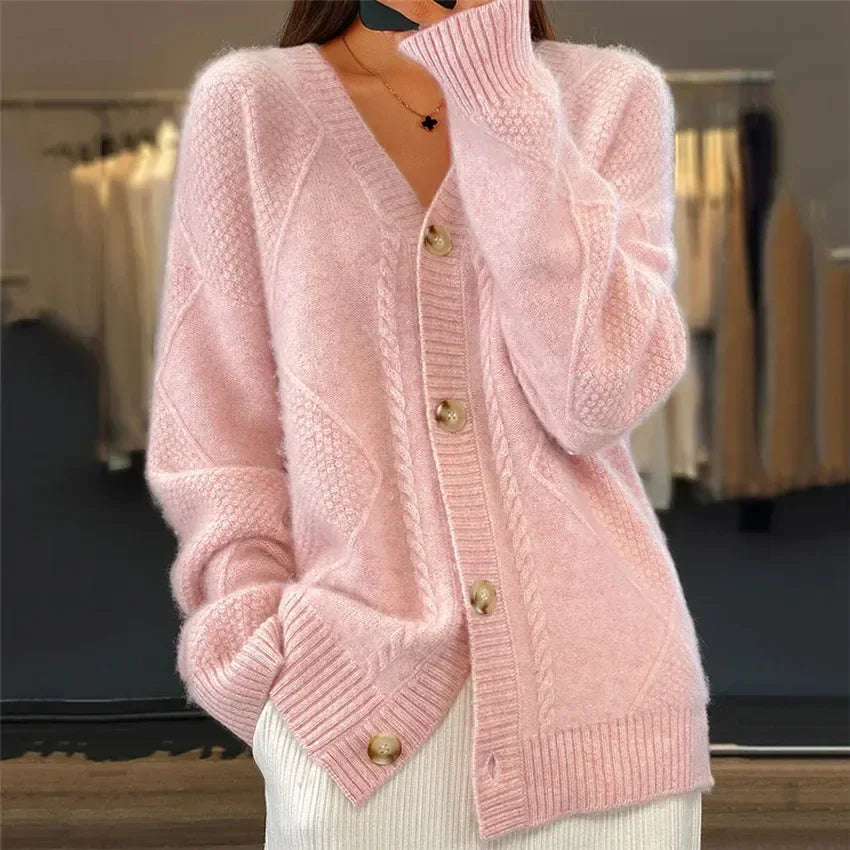 Women's Button Front Cardigan – Knit Cardigan Sweater – Lena