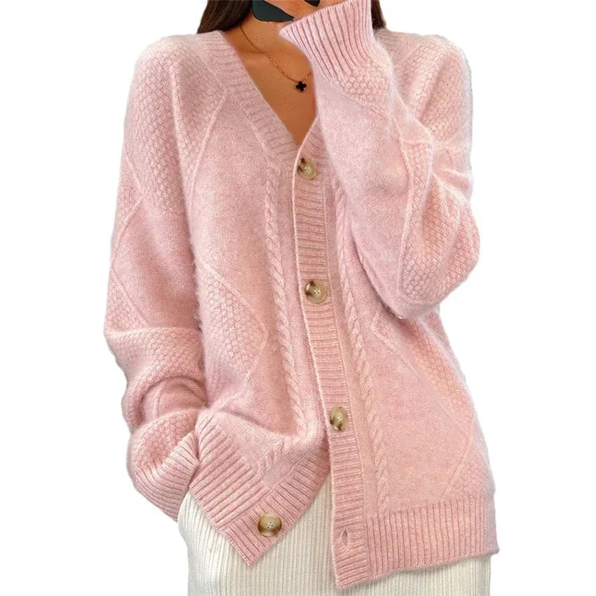 Women's Button Front Cardigan – Knit Cardigan Sweater – Lena