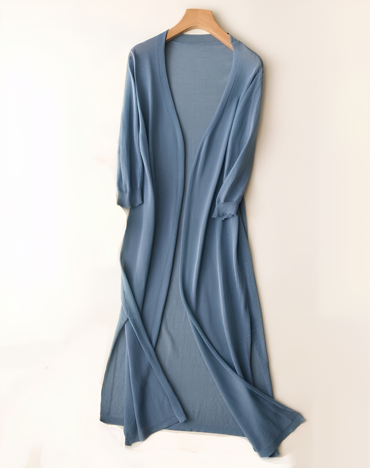 Women's Longline Duster Cardigan – Open Front Knit Sweater
