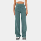 Women's High Waist Straight Leg Pants – Stretch Pocket Tailored Trousers