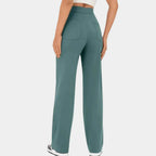Women's High Waist Straight Leg Pants – Stretch Pocket Tailored Trousers