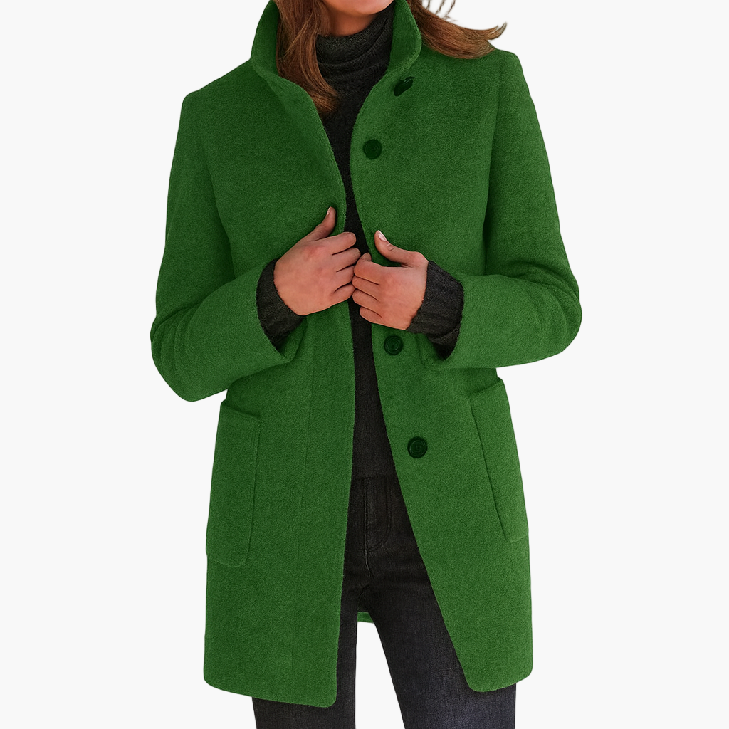 Women's Tailored Winter Coat – Classic Button Front Long Coat