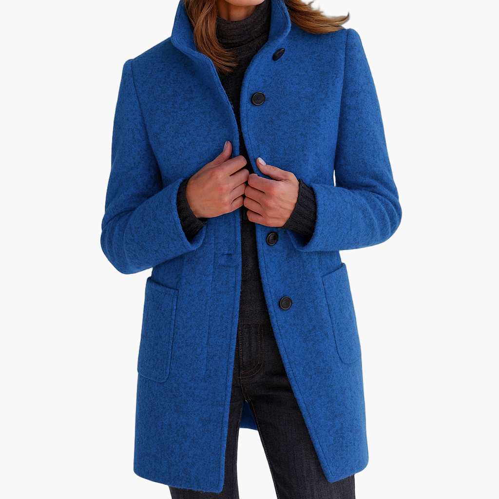 Women's Tailored Winter Coat – Classic Button Front Long Coat