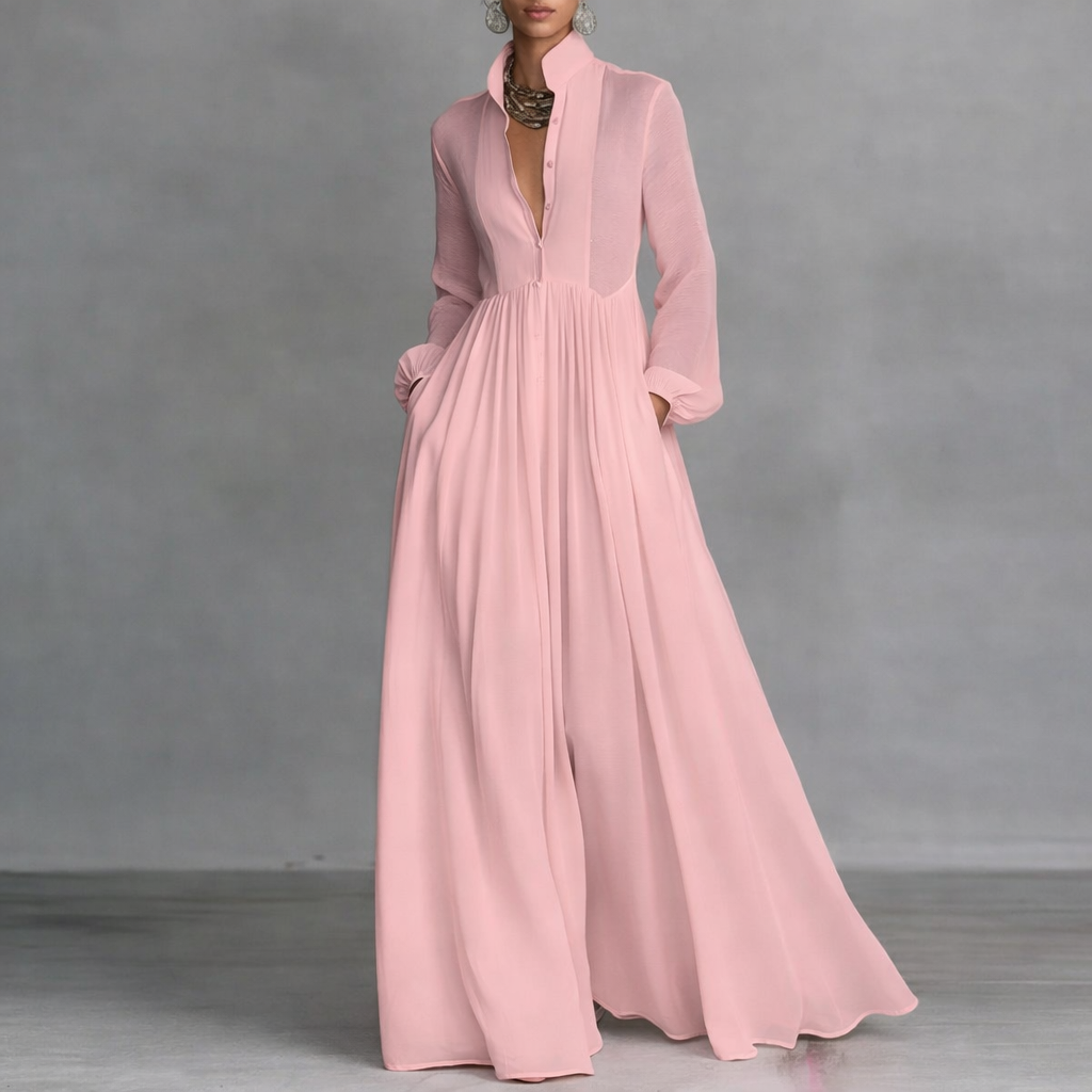 Women's Flowy Maxi Dress – V-Neck Summer Occasion Dress