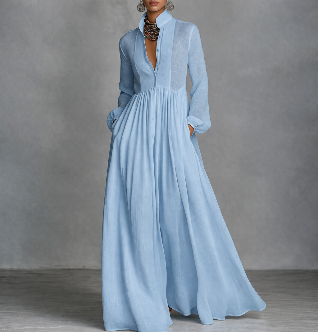 Women's Flowy Maxi Dress – V-Neck Summer Occasion Dress