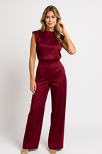 Women's Sleeveless Wide Leg Jumpsuit – Open Back Evening Jumpsuit