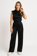 Women's Sleeveless Wide Leg Jumpsuit – Open Back Evening Jumpsuit