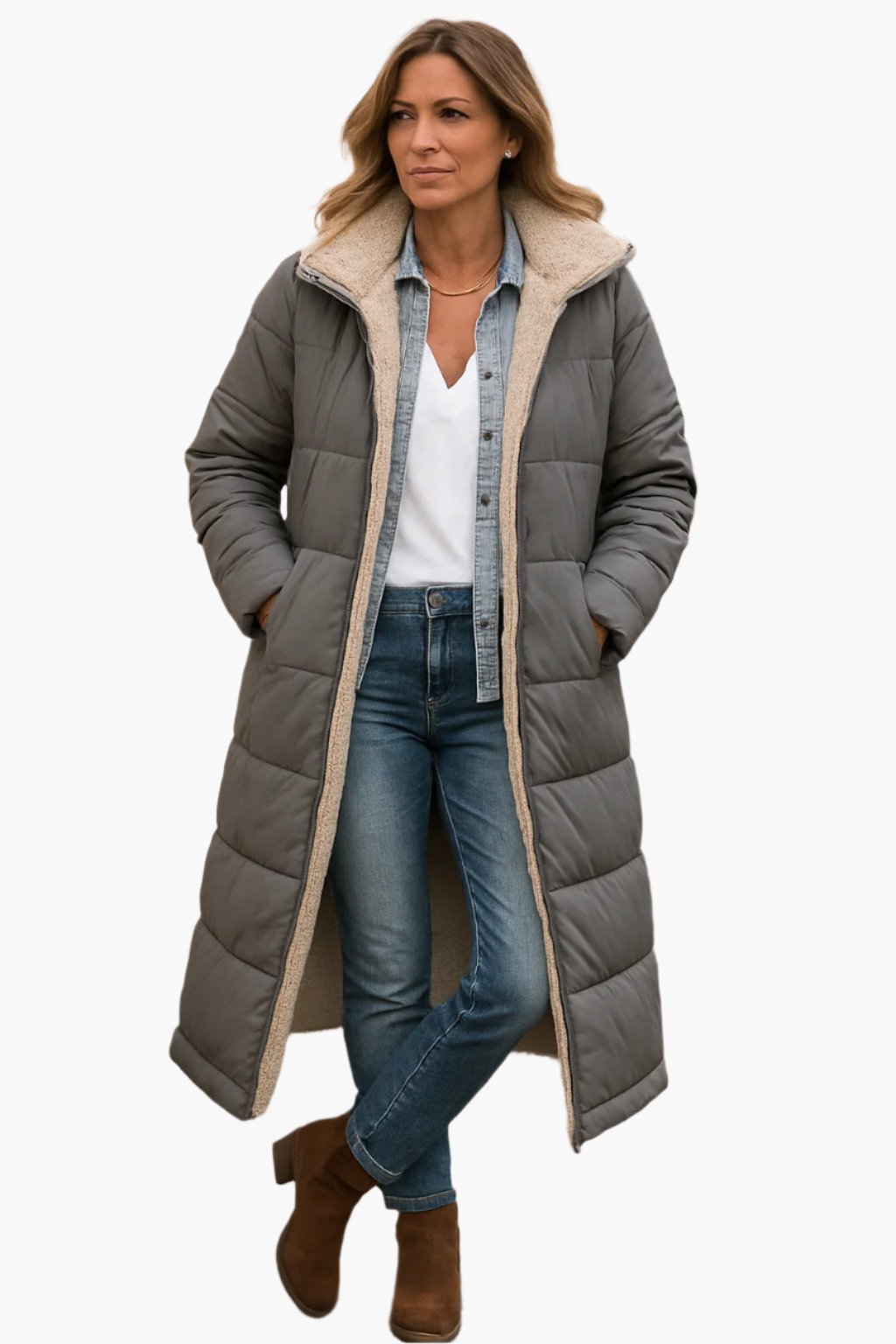 Margaret | Long Winter Coat with Zipper