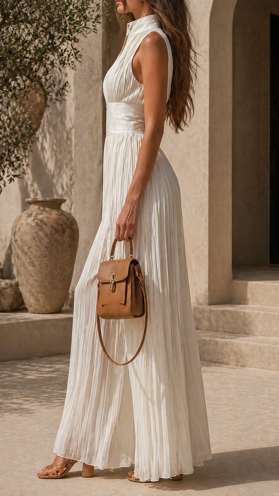 Women's Pleated Formal Jumpsuit – Tailored Evening Party Jumpsuit