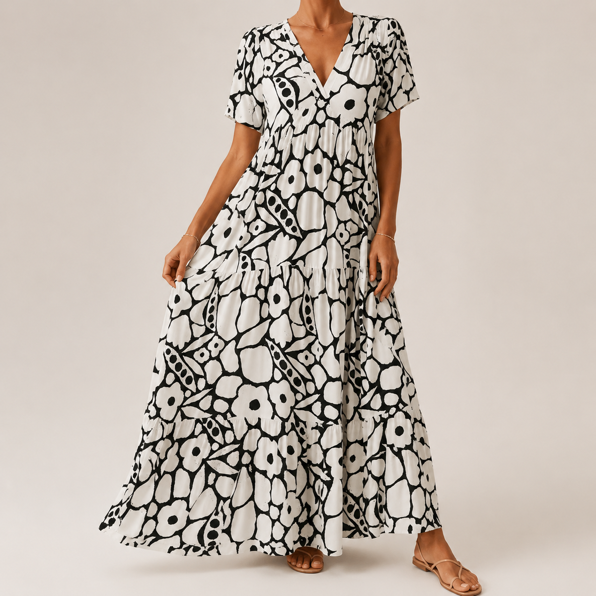 Women's Elegant Floral Maxi Dress – Relaxed Flowy Summer Dress