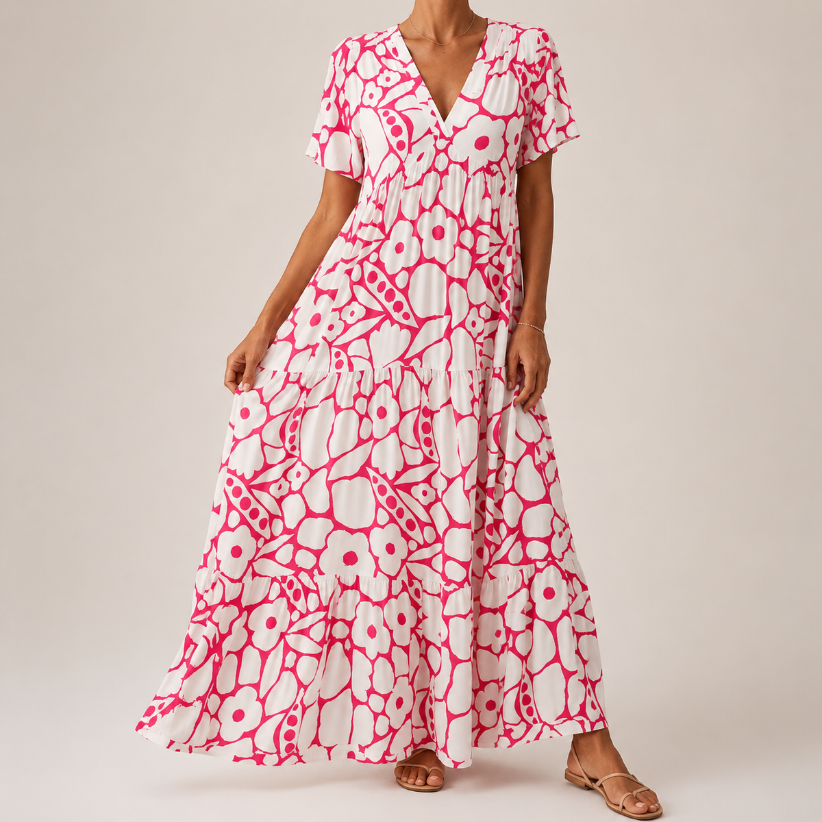 Women's Elegant Floral Maxi Dress – Relaxed Flowy Summer Dress