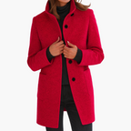 Women's Tailored Winter Coat – Classic Button Front Long Coat