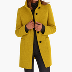 Women's Tailored Winter Coat – Classic Button Front Long Coat