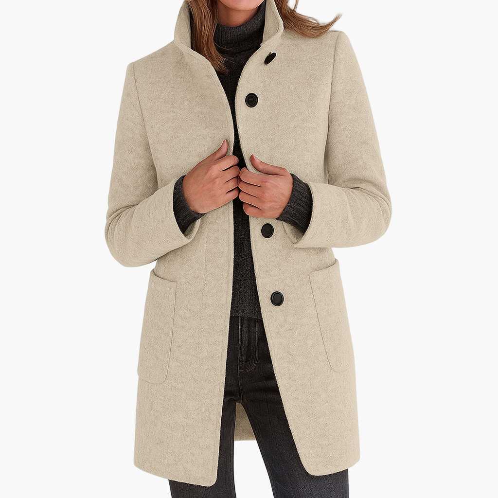 Women's Tailored Winter Coat – Classic Button Front Long Coat