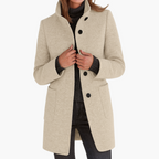 Women's Tailored Winter Coat – Classic Button Front Long Coat