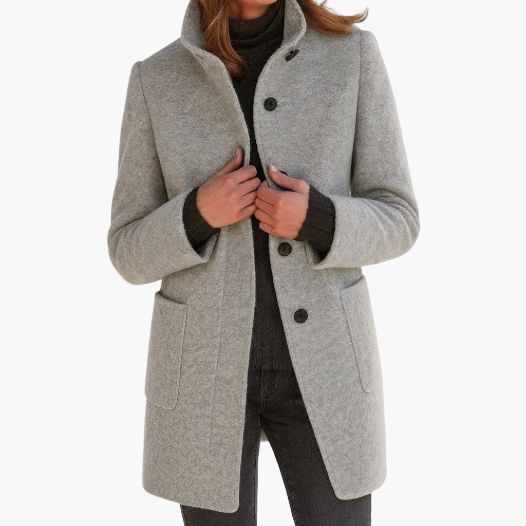 Women's Tailored Winter Coat – Classic Button Front Long Coat