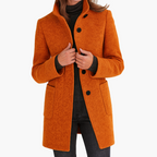 Women's Tailored Winter Coat – Classic Button Front Long Coat