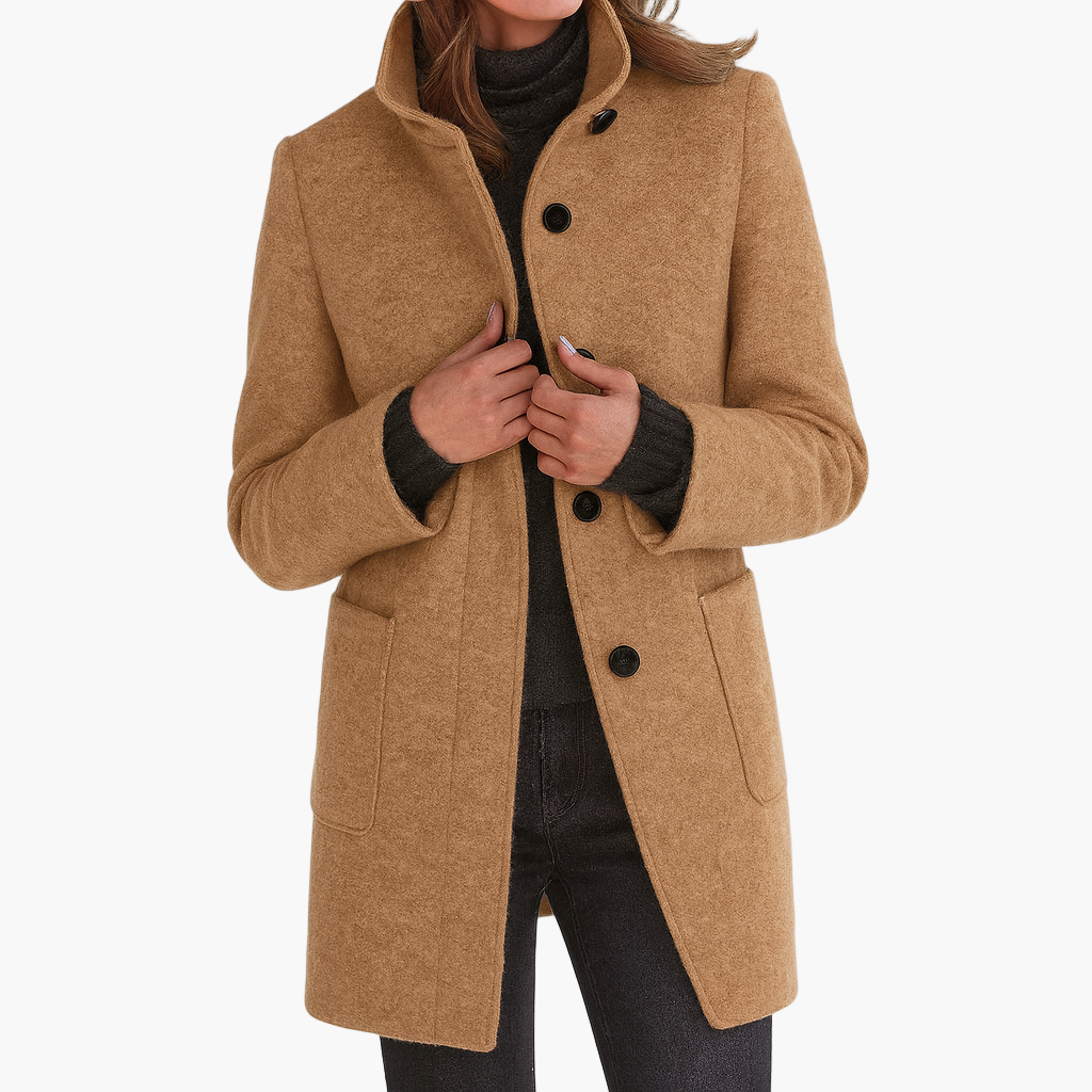 Women's Tailored Winter Coat – Classic Button Front Long Coat