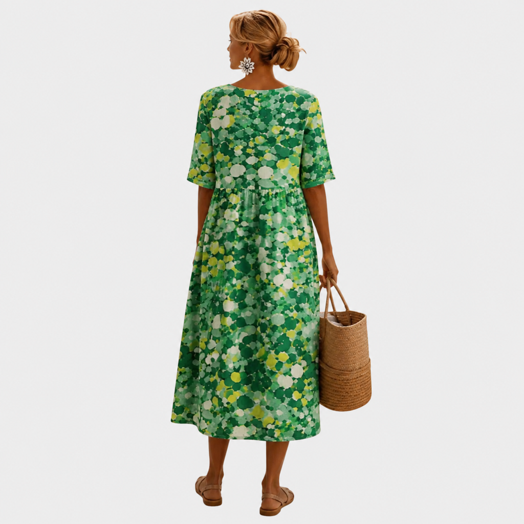 Women's Floral Midi Dress – Flowy Relaxed Summer Dress