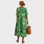 Women's Floral Midi Dress – Flowy Relaxed Summer Dress