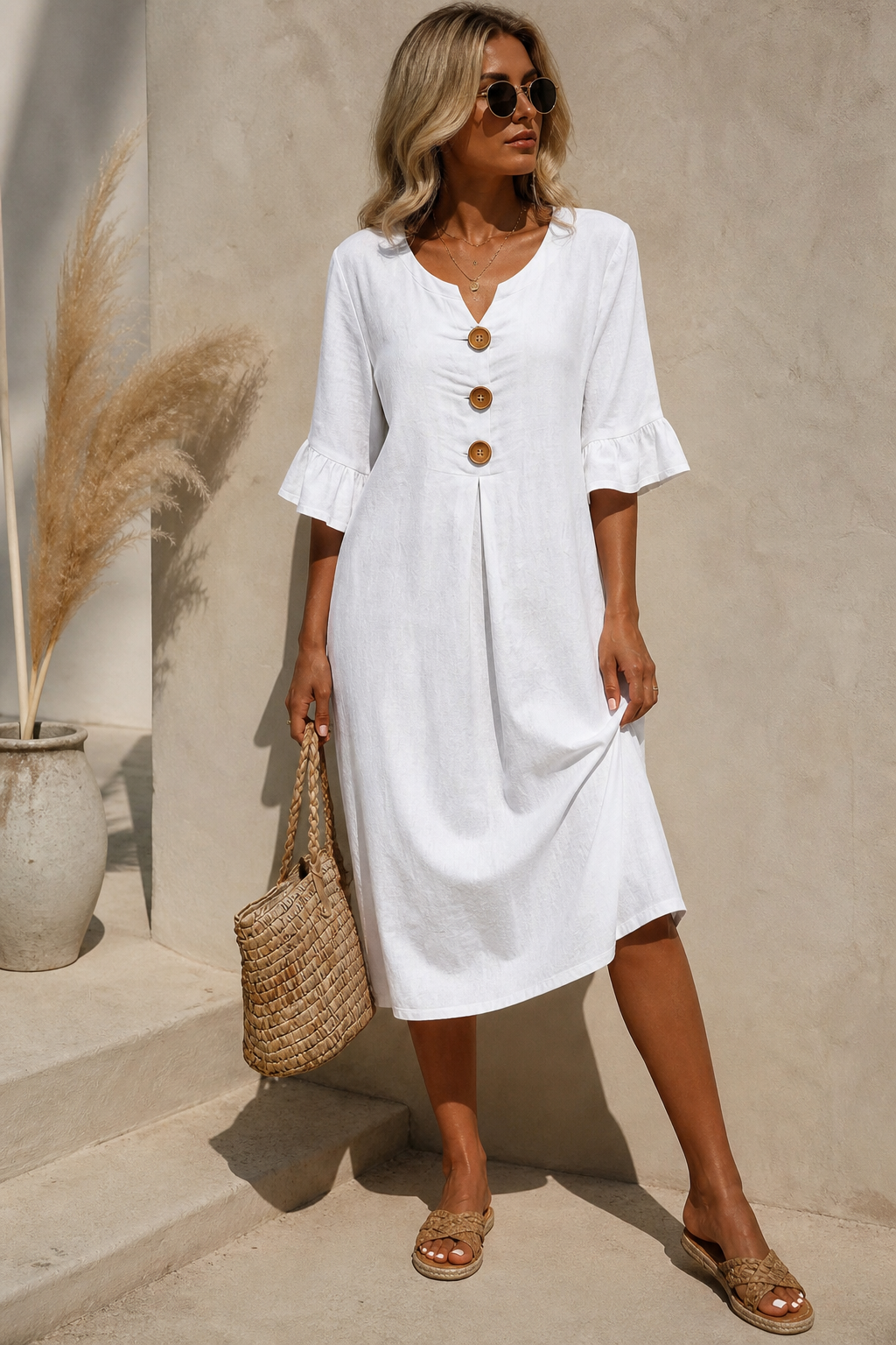 Women's Relaxed Fit Dress – Flowy Everyday Day Dress
