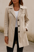 Women's Tailored Trench Coat – Classic Longline Lapel Coat
