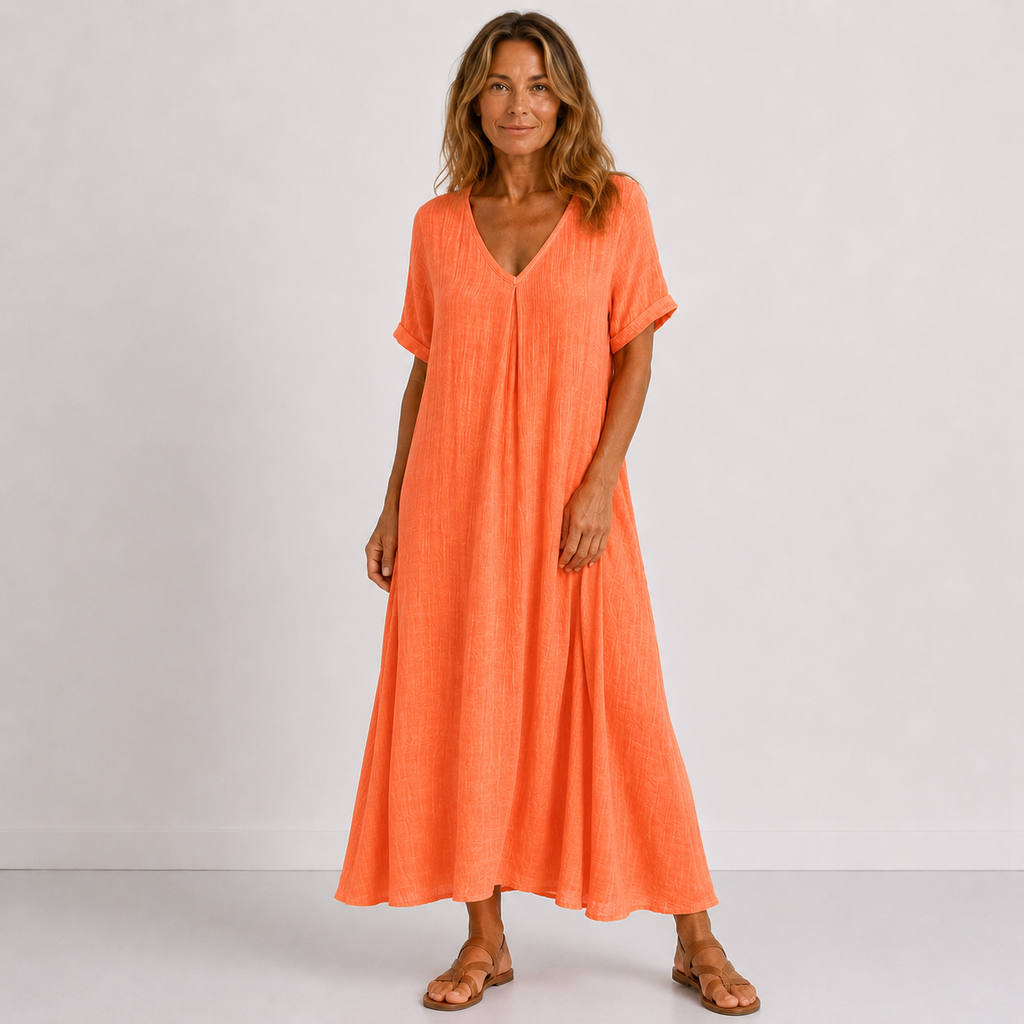 Women's Flowy V-Neck Dress – Relaxed Everyday Summer Dress